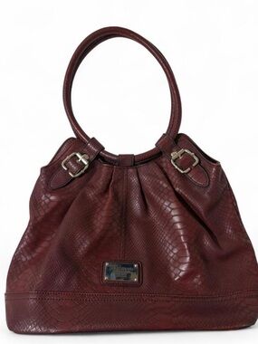Burgundy Relic Snakeskin Shoulder Bag